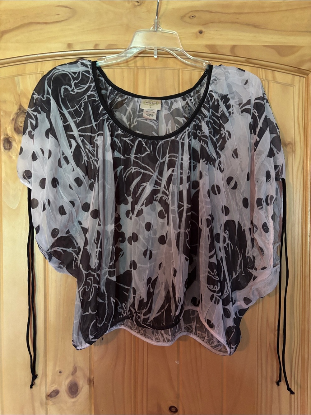 Pretty Good Sheer Black and White Polka Dot Blouse